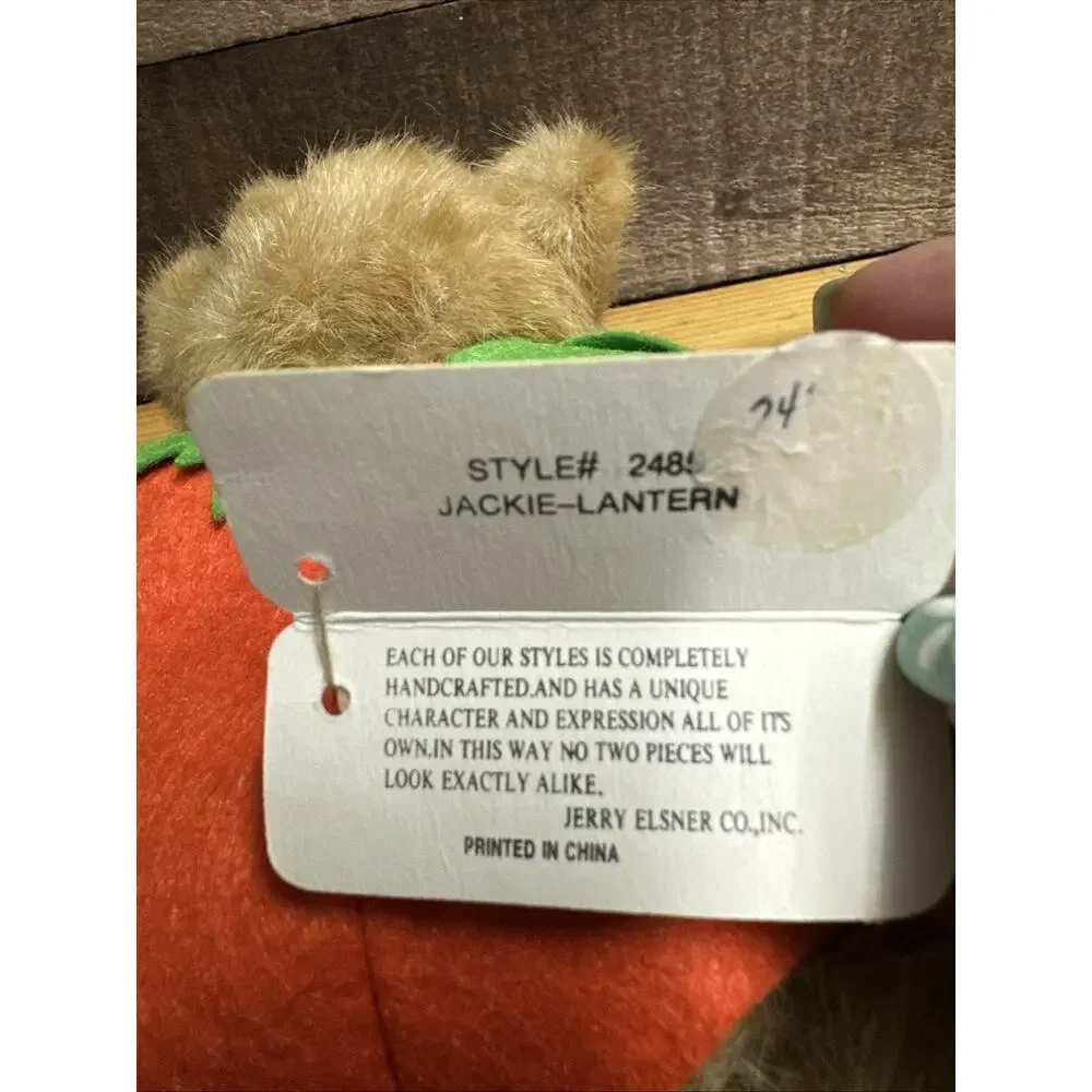 Jackie Lantern by Jerry Elsner #2485 Stuffed Plush Bear Pumpkin With Tags